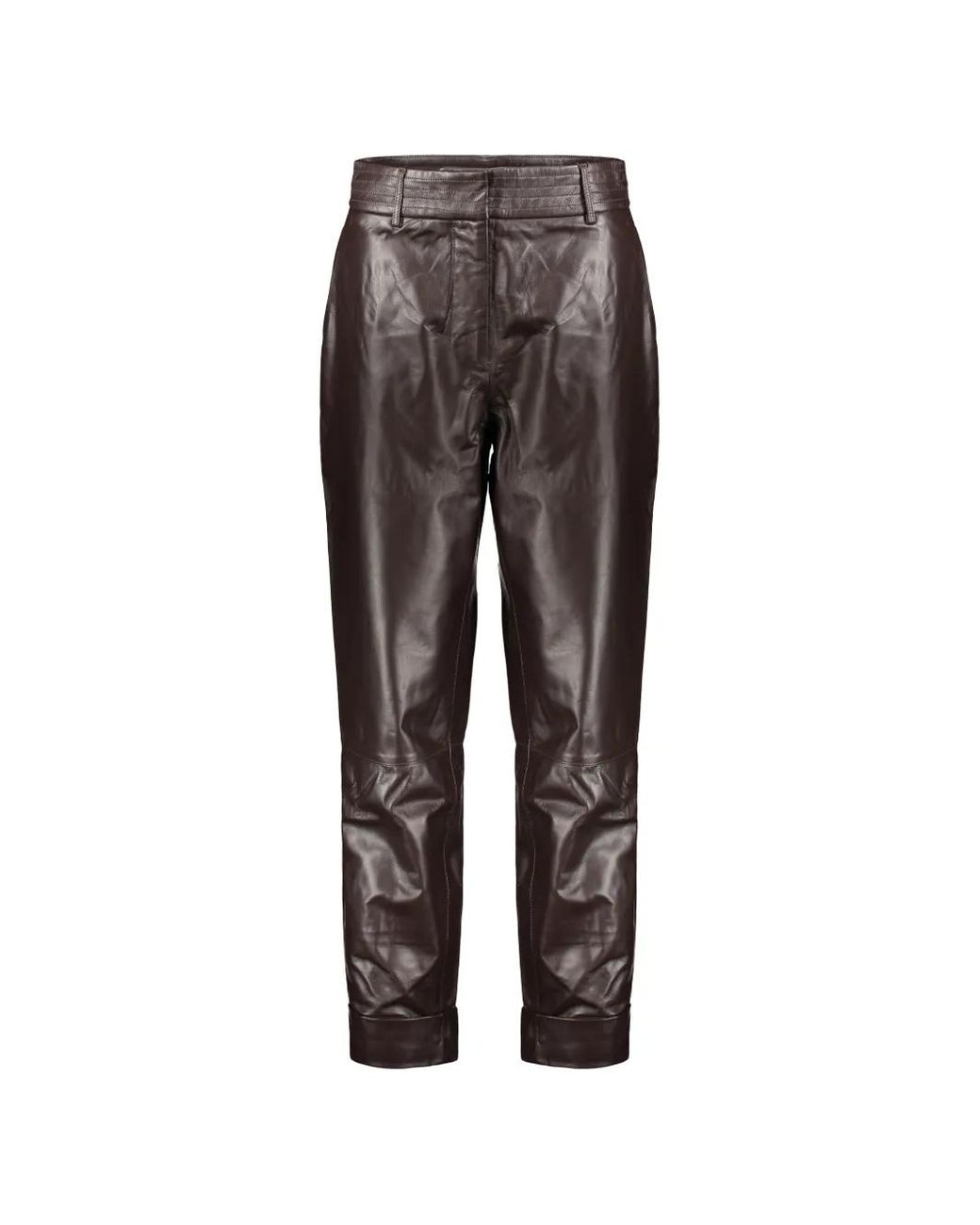 Moorer Brown Pantalon Sabrina En Cuir