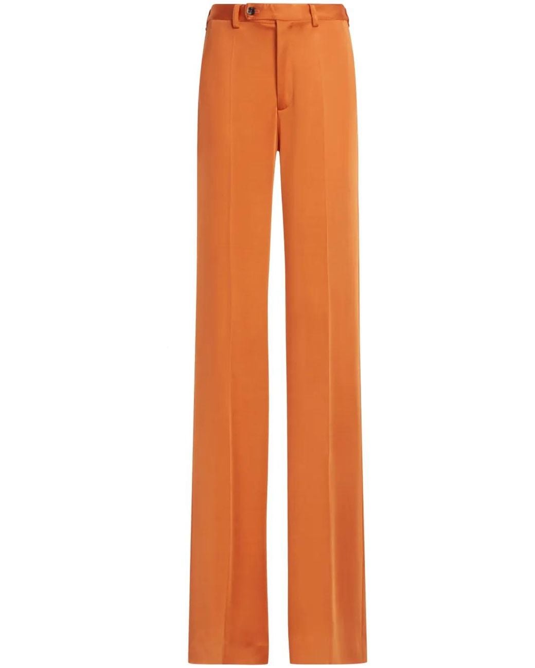Marni Orange Pantalon Droit À Plis Marqués