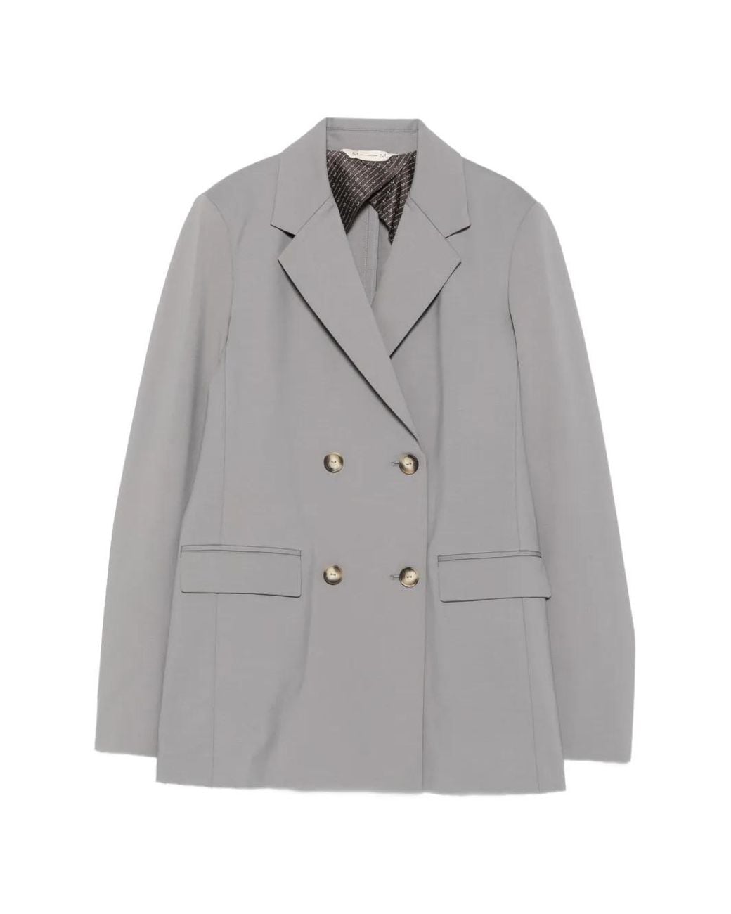 Max Mara Gray Double-Breasted Notched-Lapel Blazer