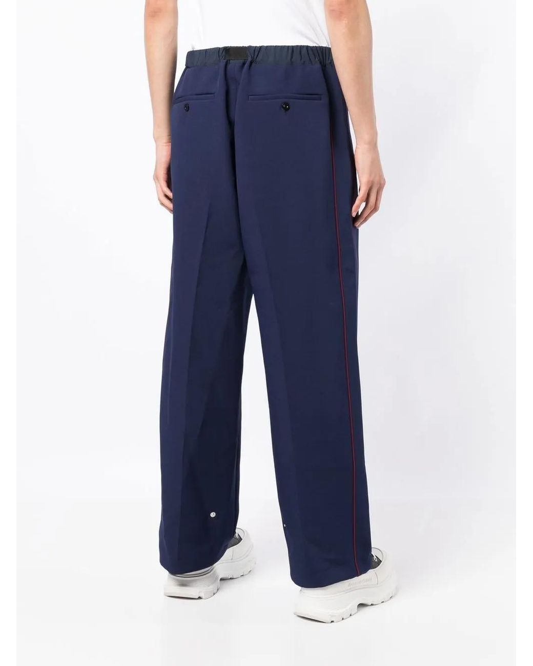 Sacai Blue Clip-Belt Wide-Leg Trousers for men