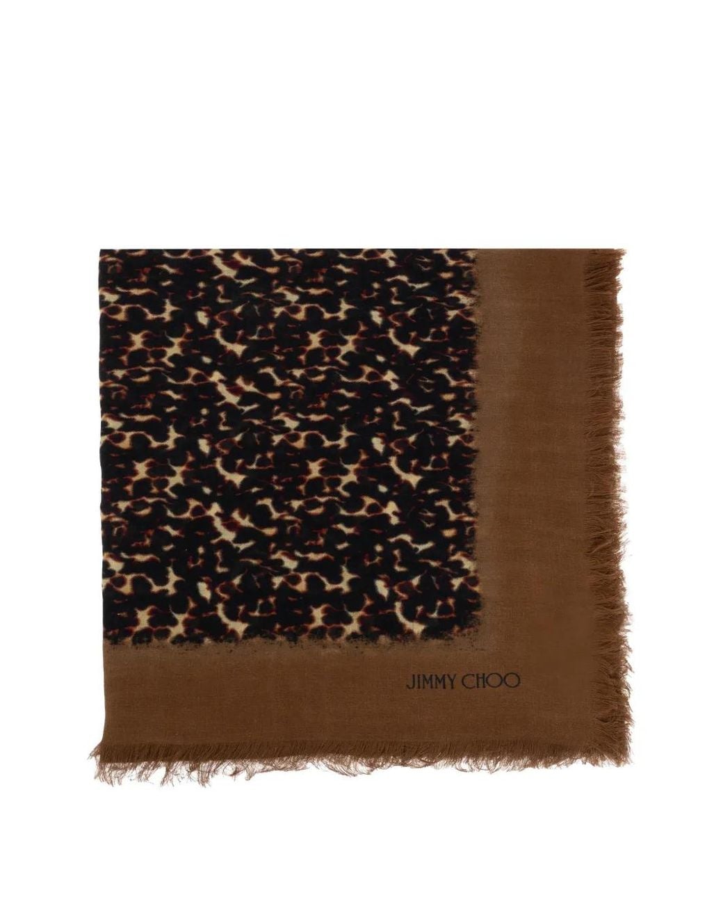 Jimmy Choo Black Leopard-Print Logo-Print Scarf