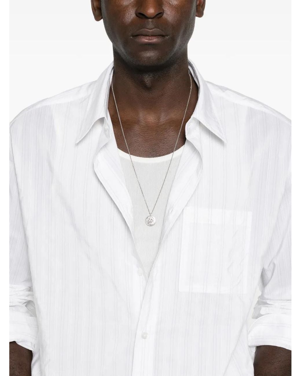 Gucci White Striped-Pattern Chest-Pocket Shirt for men