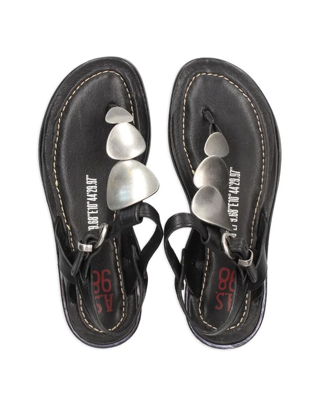 A.s.98 Black T-Bar Leather Sandals