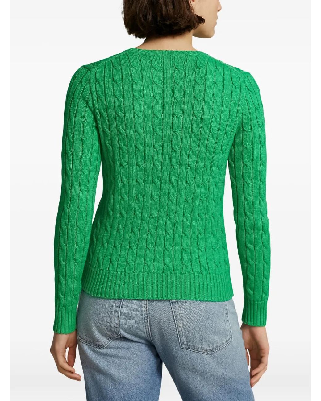 Polo Ralph Lauren Green Cable-Knit Cotton Sweater