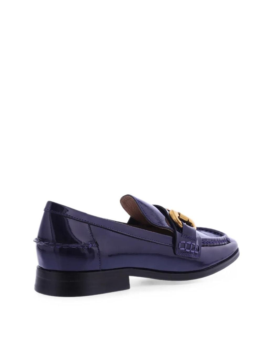 Bibi Lou Blue Drew Horsebit Patent Loafers