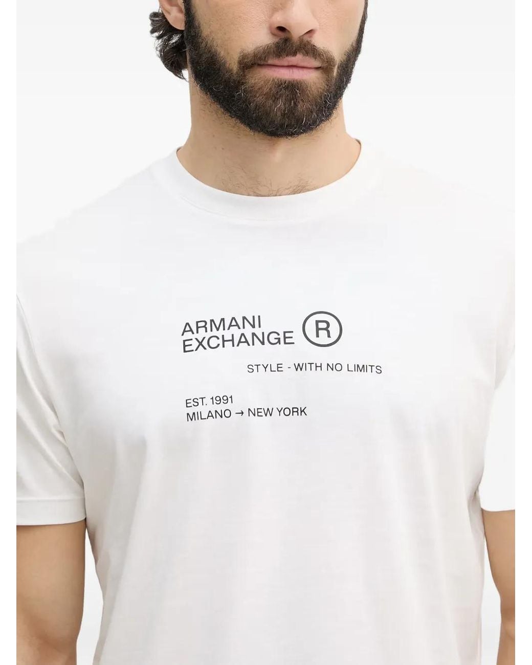 ARMANI EXCHANGE White Logo-Print Short-Sleeve T-Shirt for men