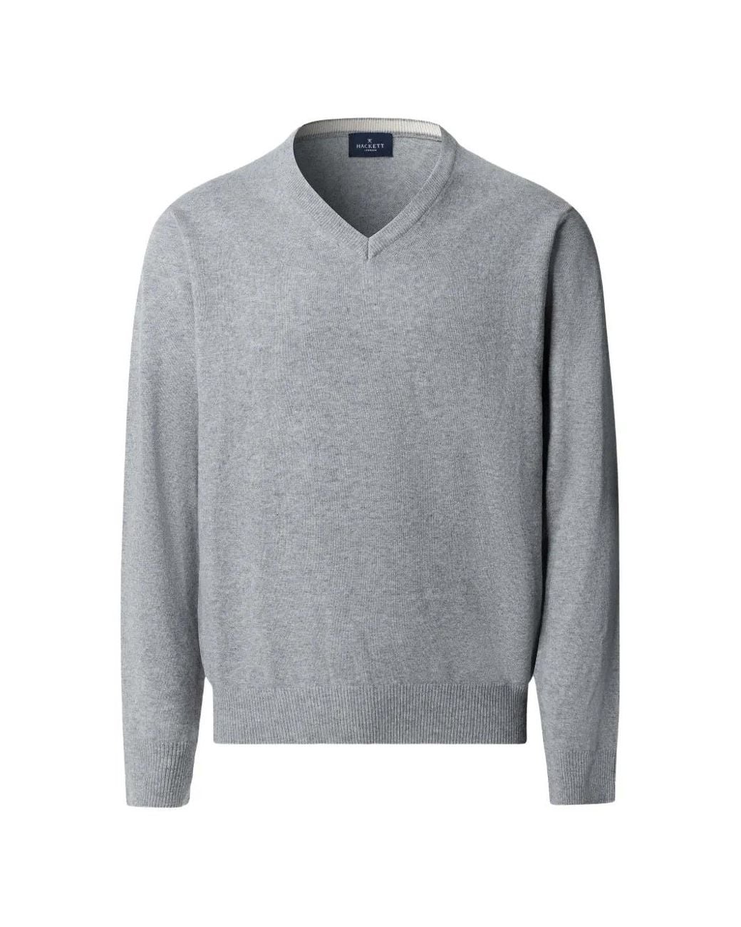 Hackett Gray London V-Neck Elbow-Patch Sweater for men