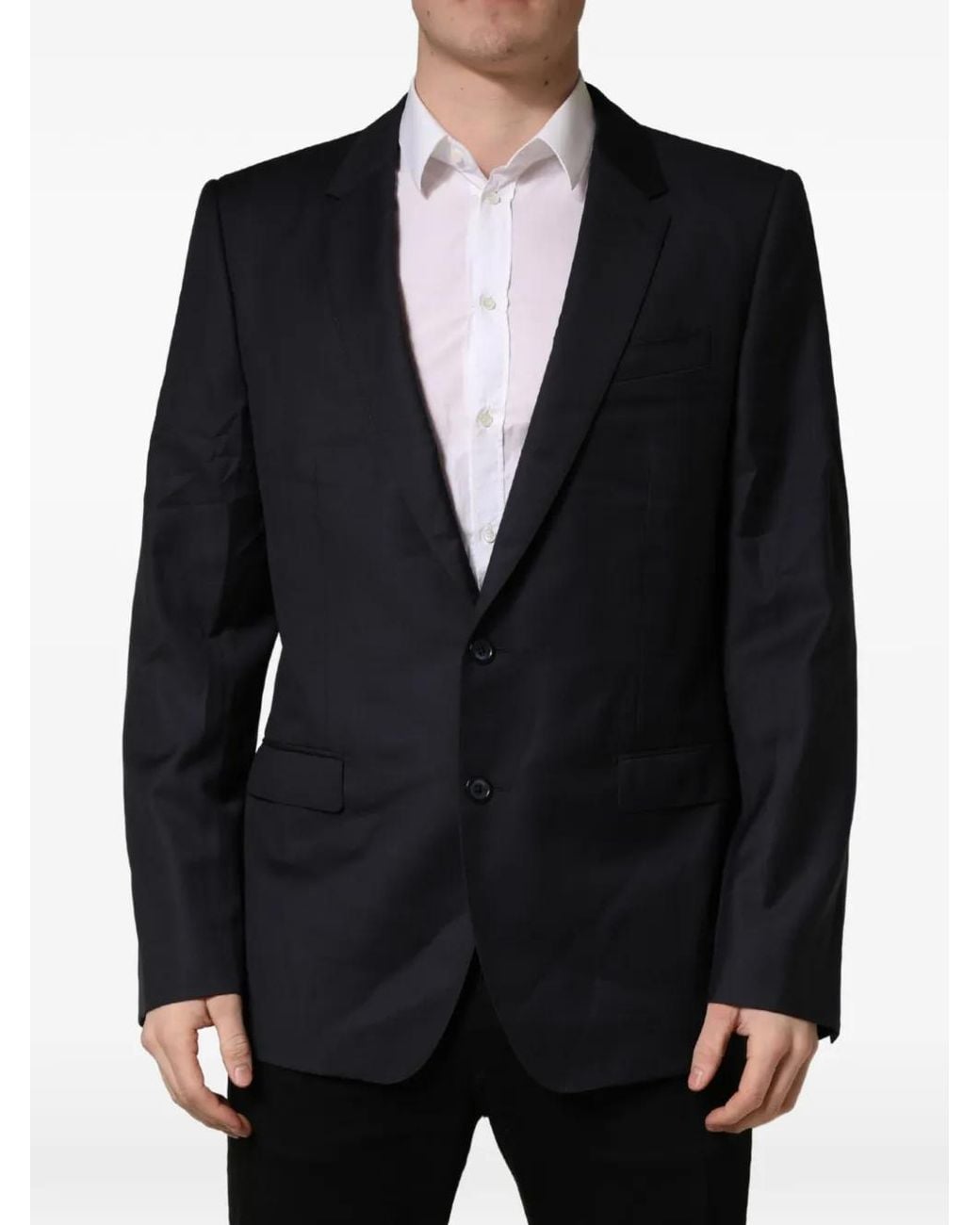 Dolce & Gabbana Black Slim-Fit Wool Blazer for men