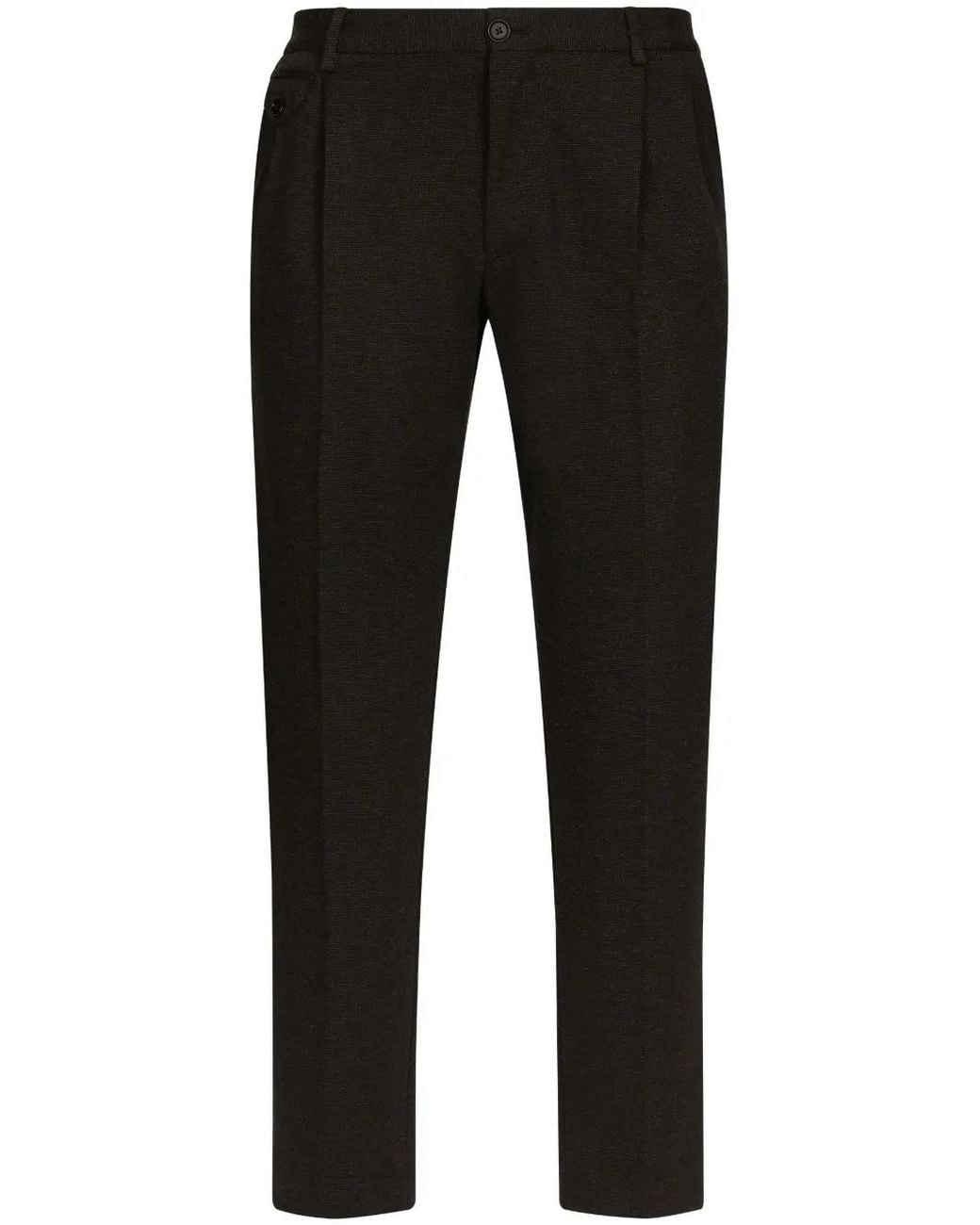 Dolce & Gabbana Black Pressed-Crease Tailored Trousers for men