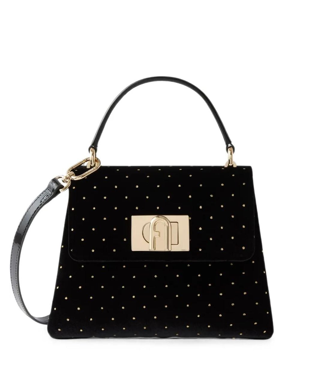 Furla Black Stud-Embellished Top-Handle Tote Bag