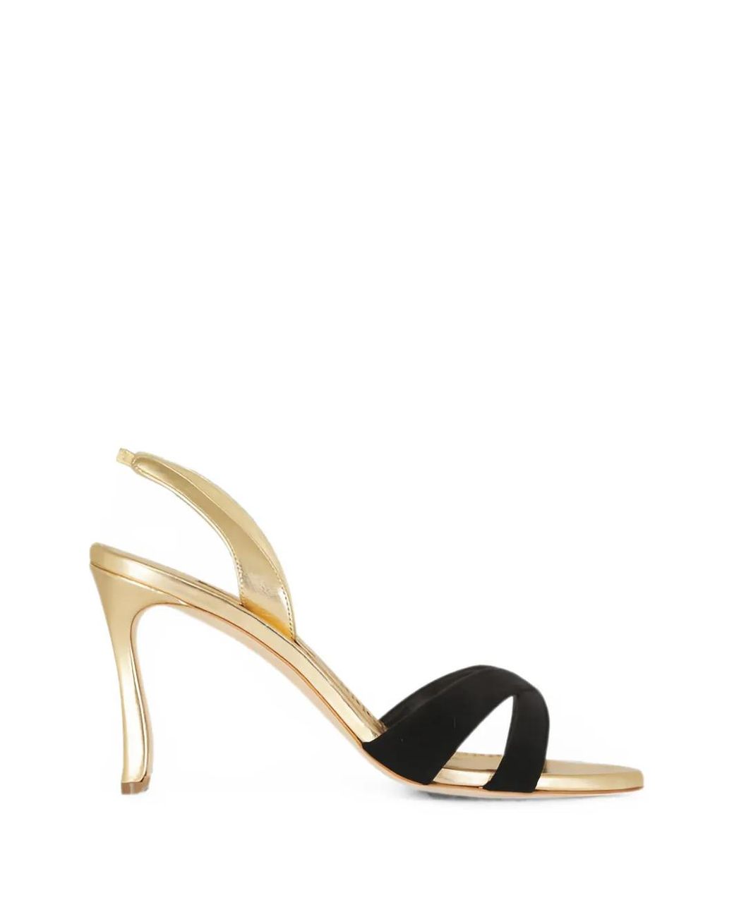 Manolo Blahnik Metallic Callydra Crossover-Strap Slingback Sandals