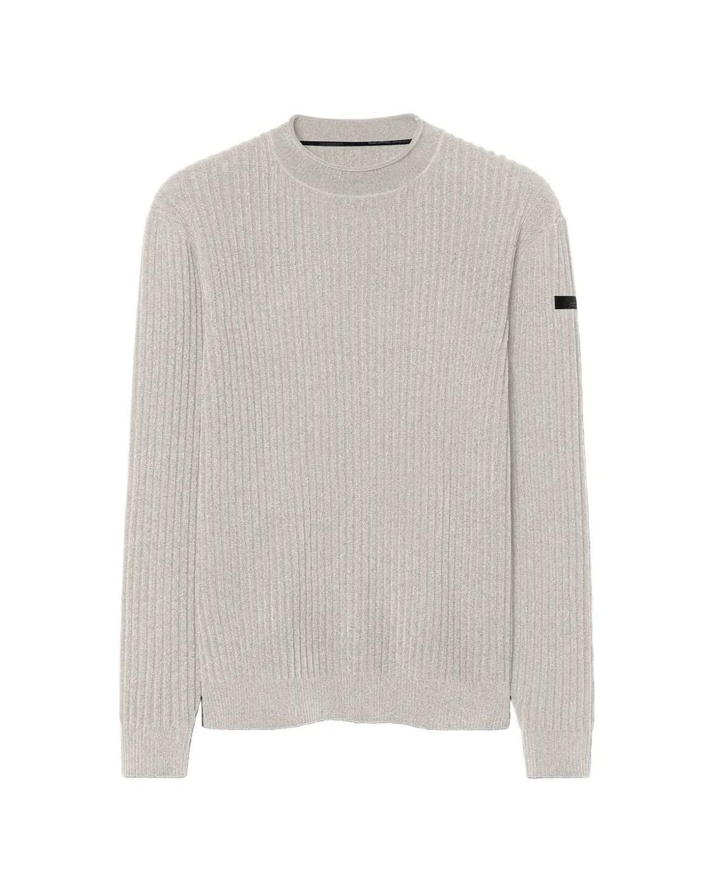 Rrd White Ribbed-Knit Crew-Neck Sweater for men