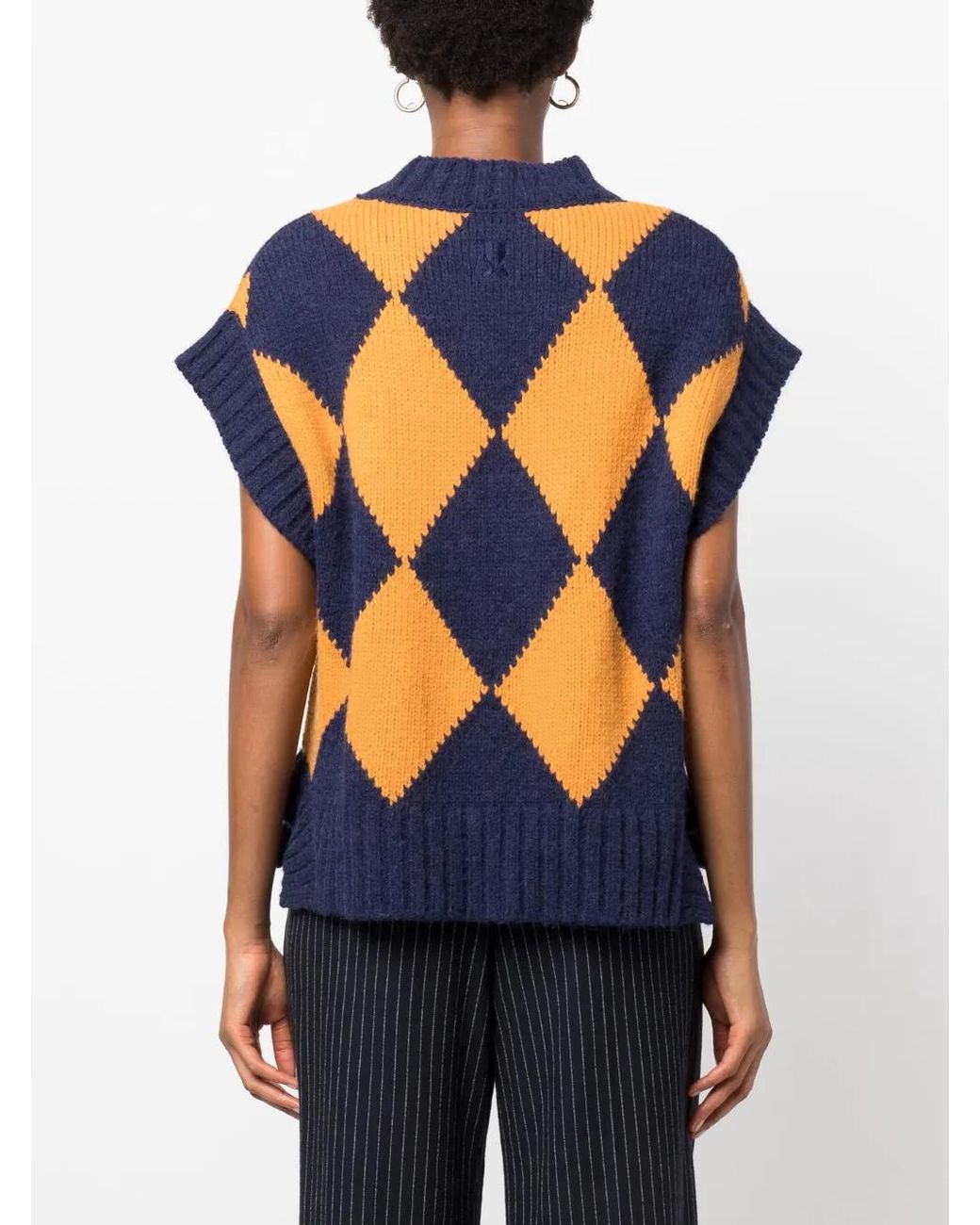 LaDoubleJ Blue Argyle Intarsia-Knit Vest