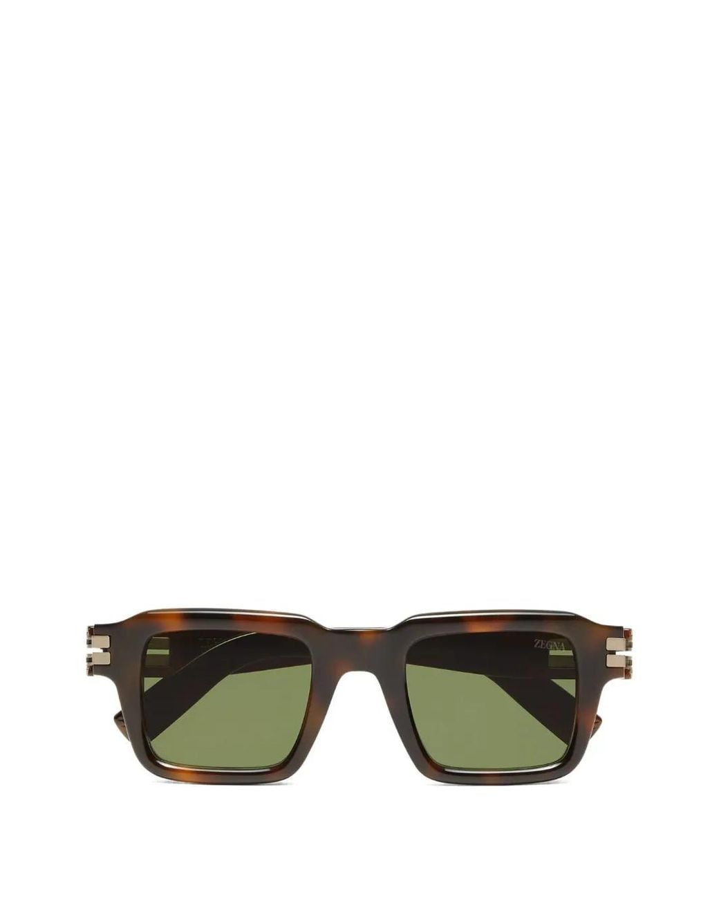Zegna Green Tortoiseshell-Effect Square-Frame Sunglasses for men