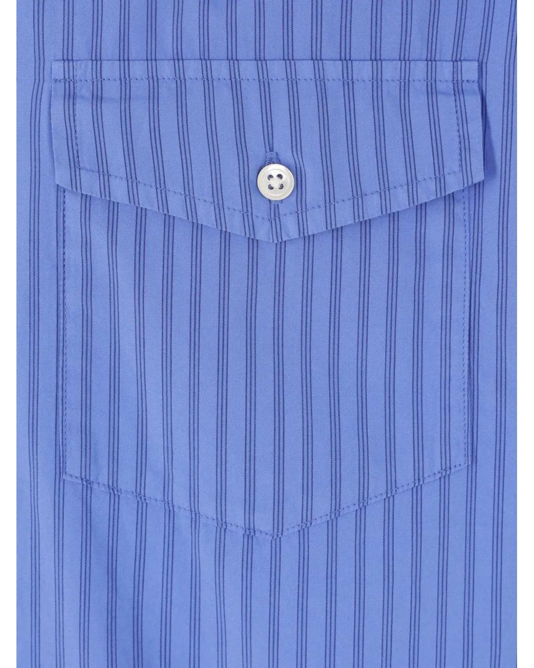 J.Press Blue Striped Pocket Shirt for men