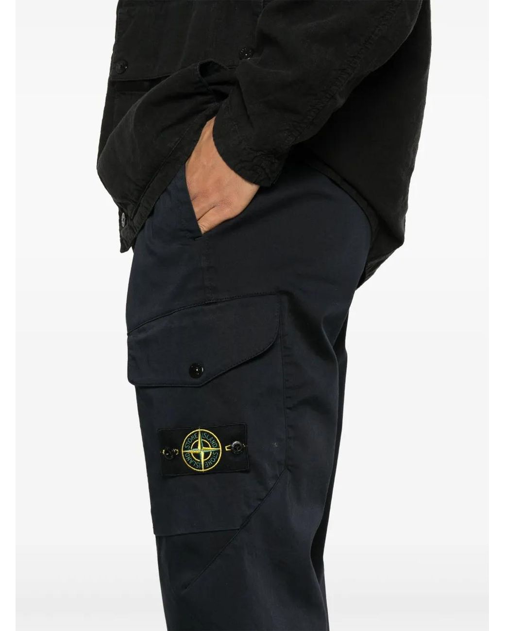 Stone Island Blue Compass-Badge Straight-Leg Trousers for men