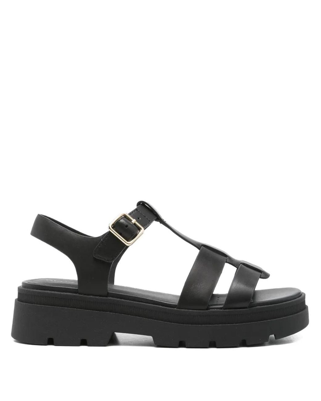 Geox Black 50Mm Adacter Buckle-Fastening Platform Sandals