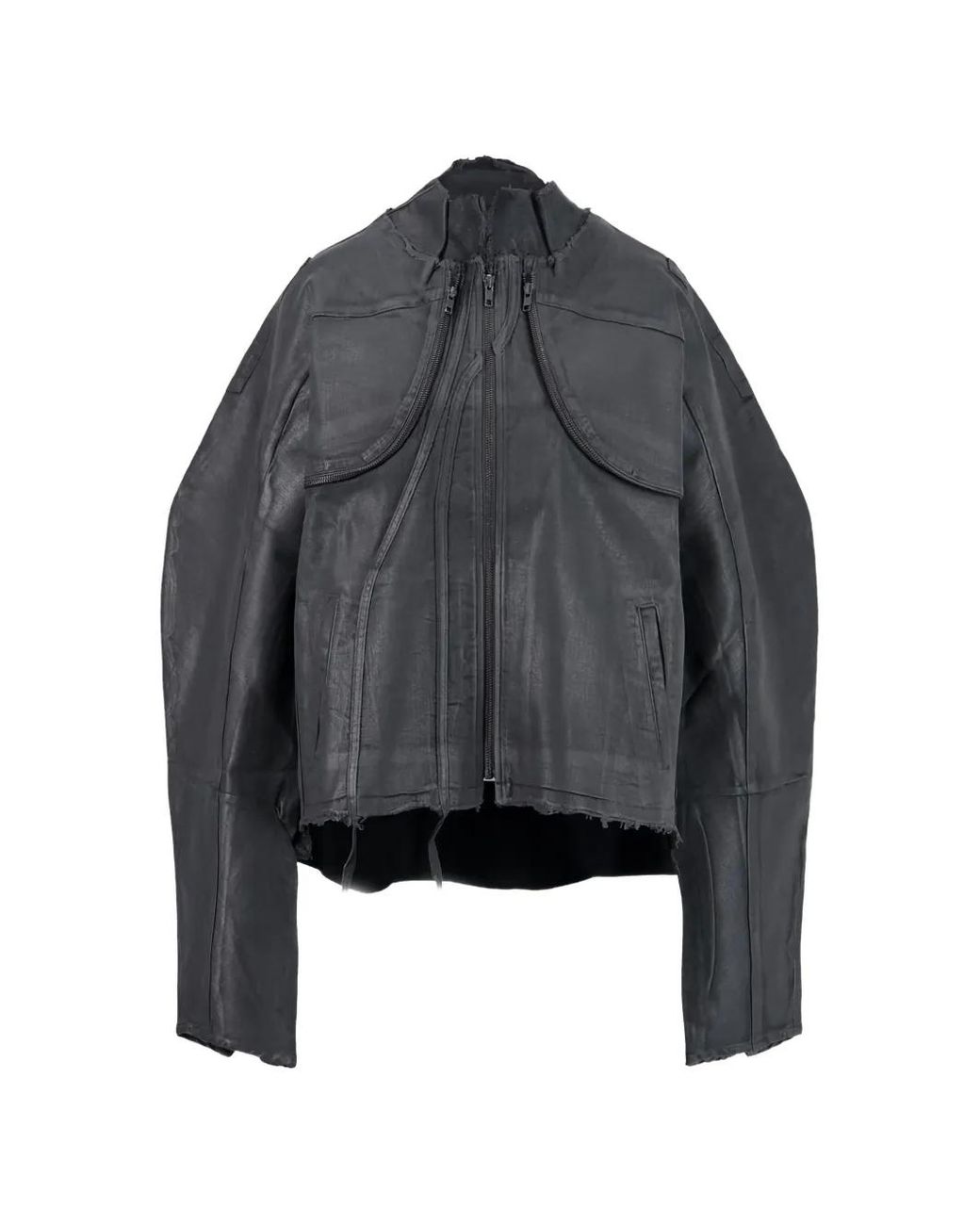OTTOLINGER Black Glazed-Effect Denim Zip-Up Jacket