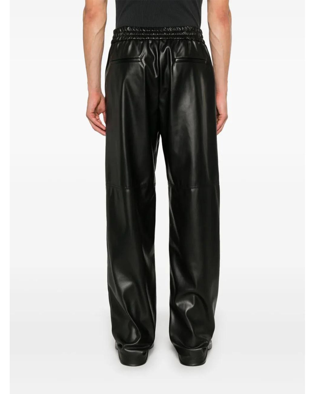 Iceberg Gray Faux-Leather Trousers for men