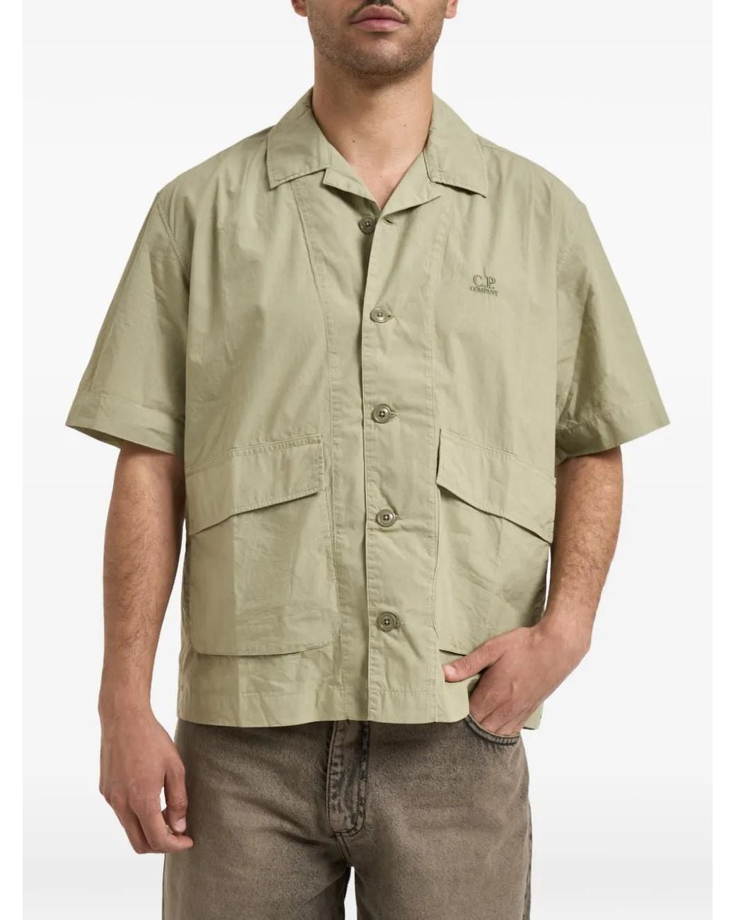 C P Company Natural Button Flap Pocket Shirt for men