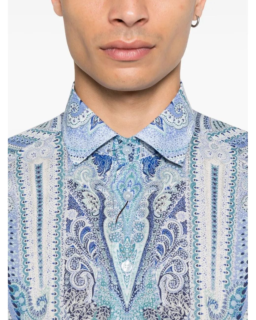 Etro Blue Paisley-Print Shirt for men