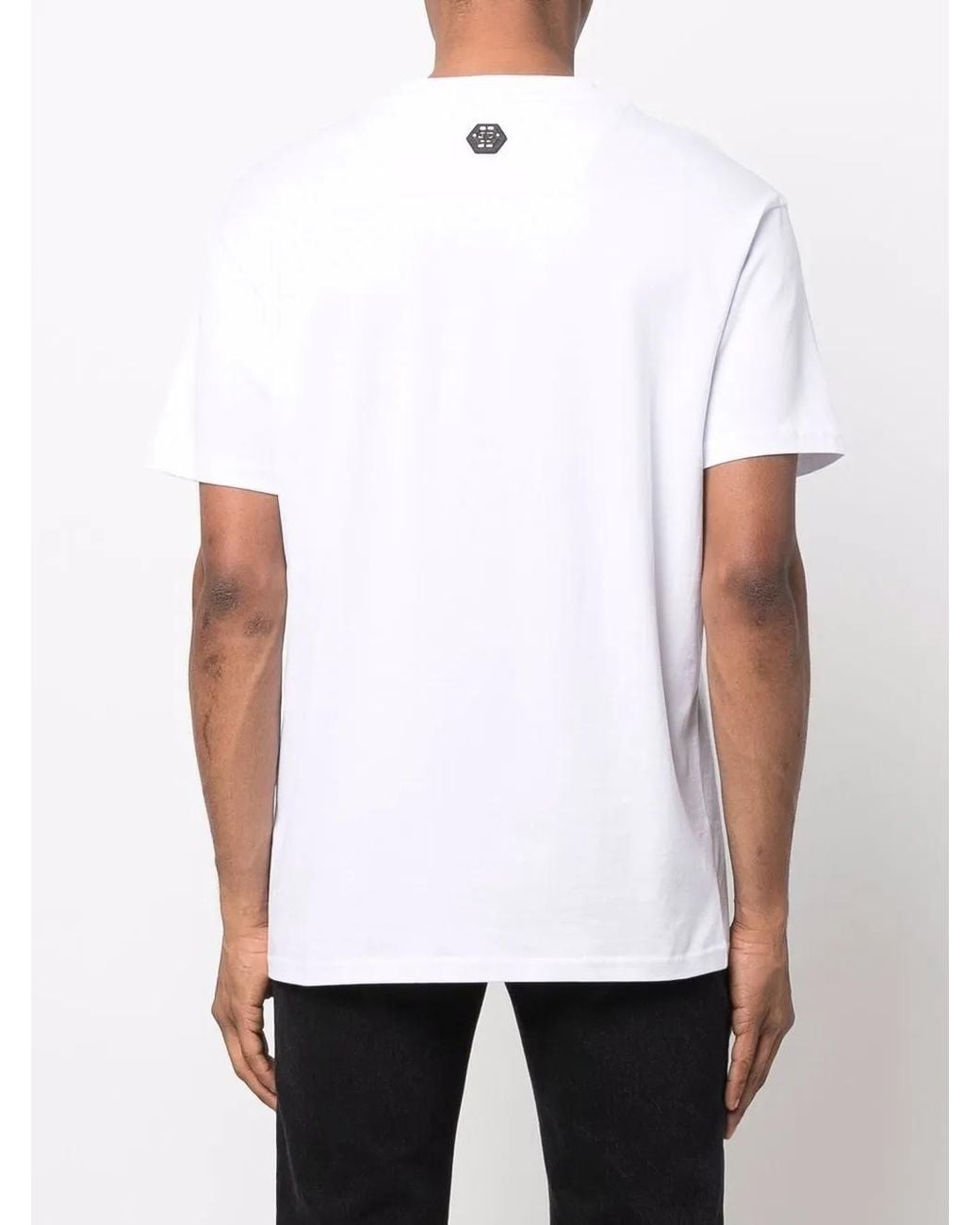 Philipp Plein White Gothic Plein Logo-Print Crew-Neck T-Shirt