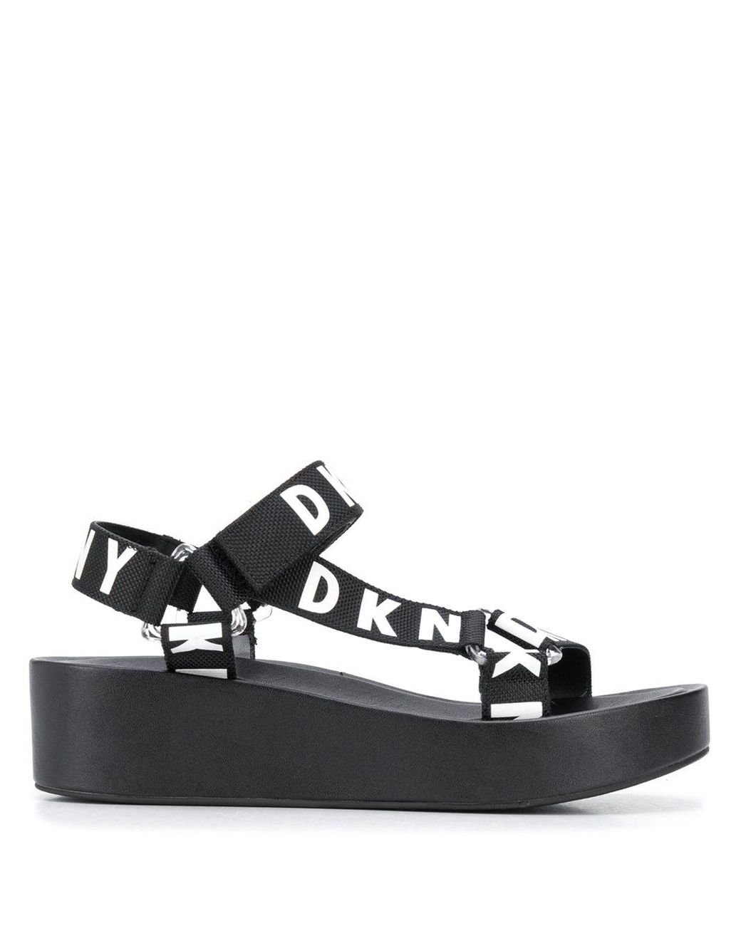 DKNY Logo Platform Sandals in Black | Lyst