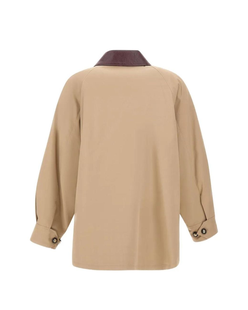 Marella Natural Contrasting-Collar Zip-Up Jacket