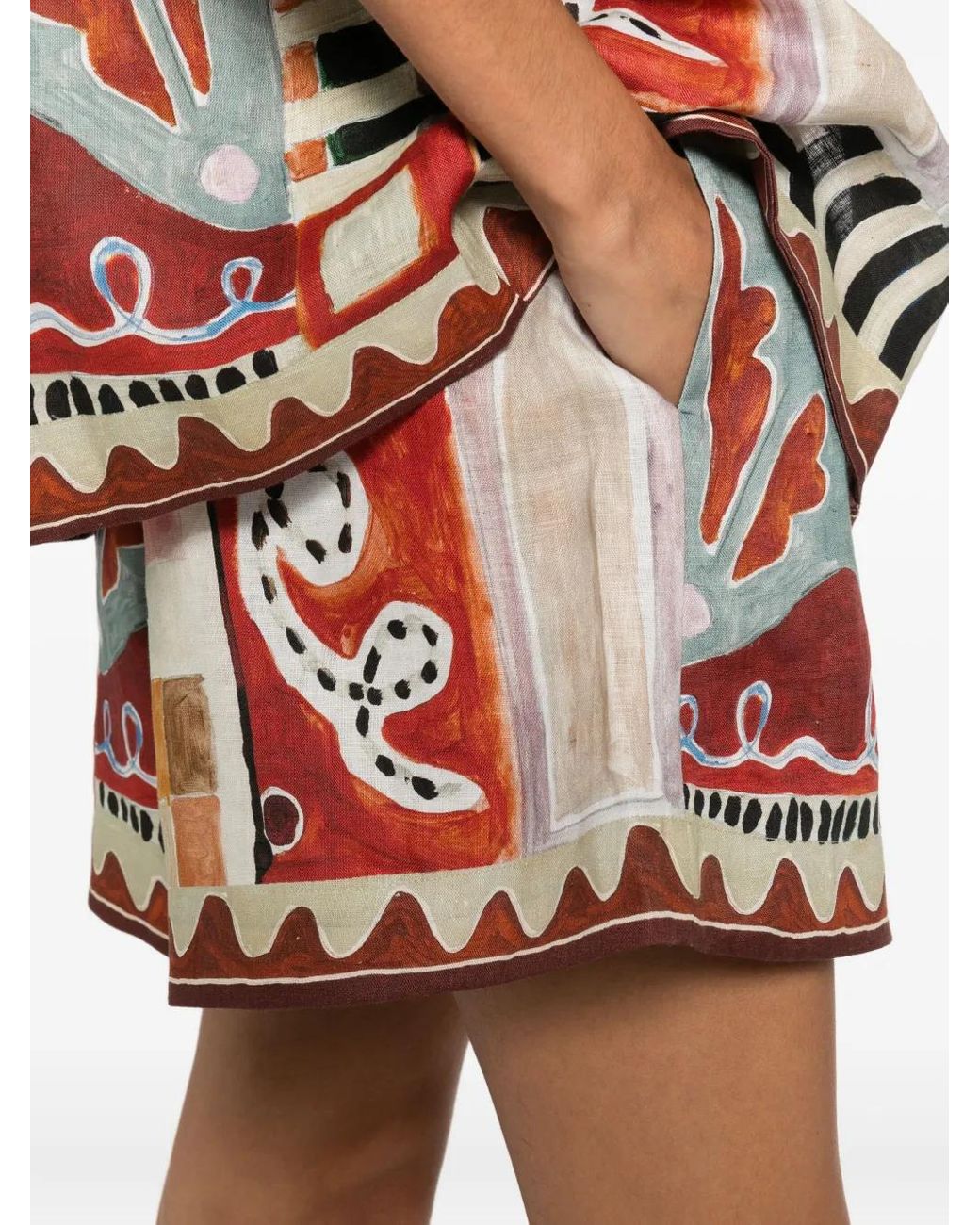 ALÉMAIS Red Michelle Abstract-Print Shorts