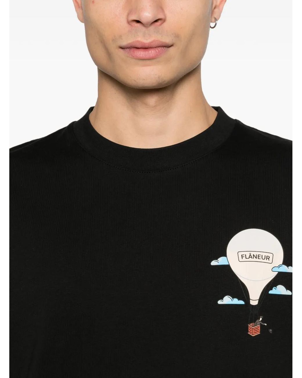 flâneur Black Graphic-Print T-Shirt for men