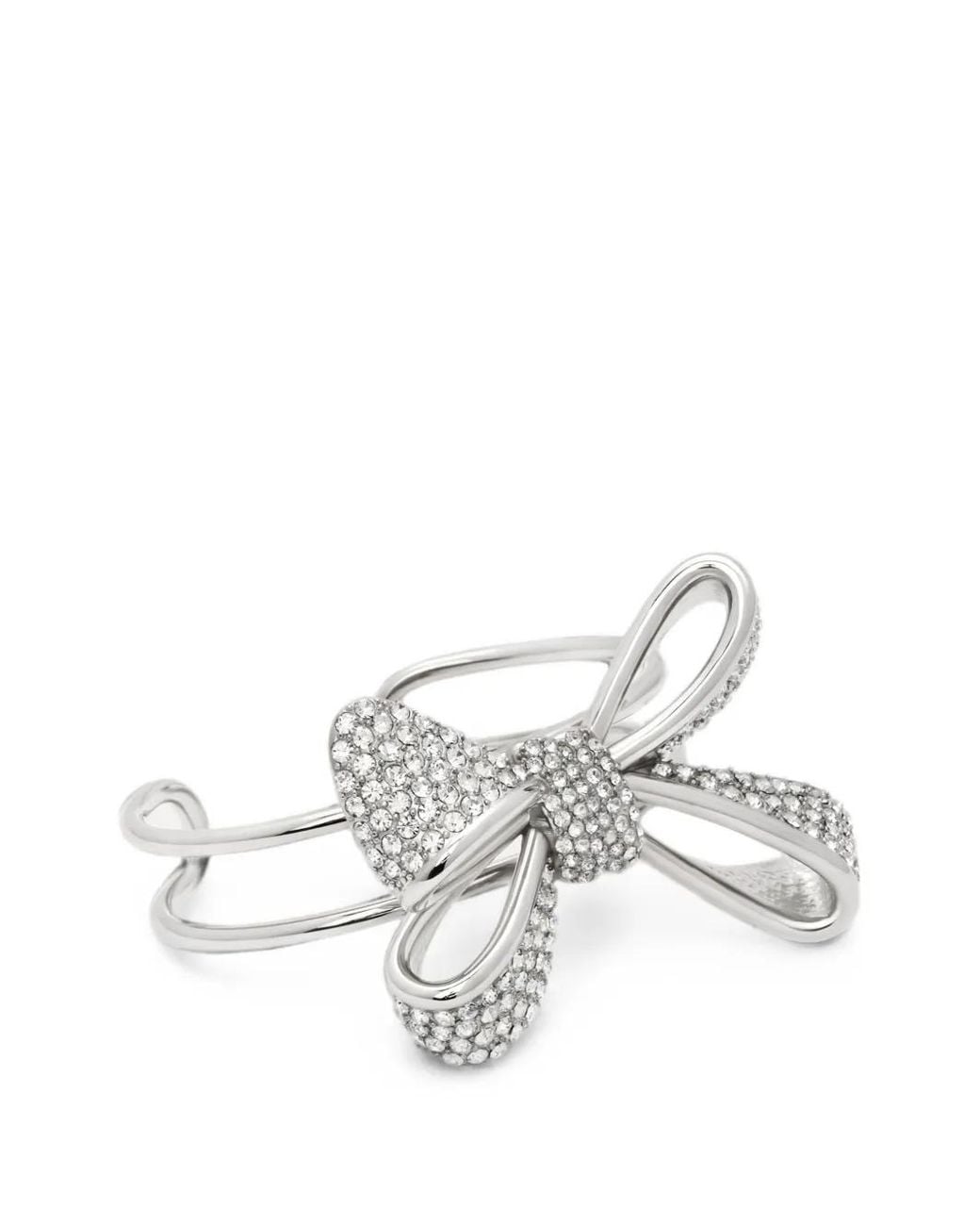 Oscar de la Renta White Bow Crystal Cuff Bracelet