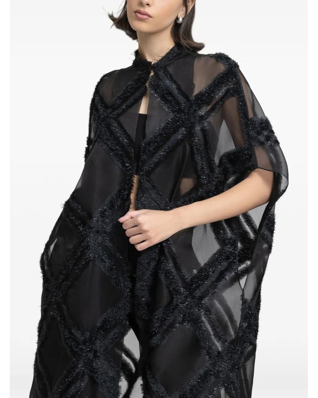 Gemy Maalouf Black Open Floor-Length Maxi Kaftan