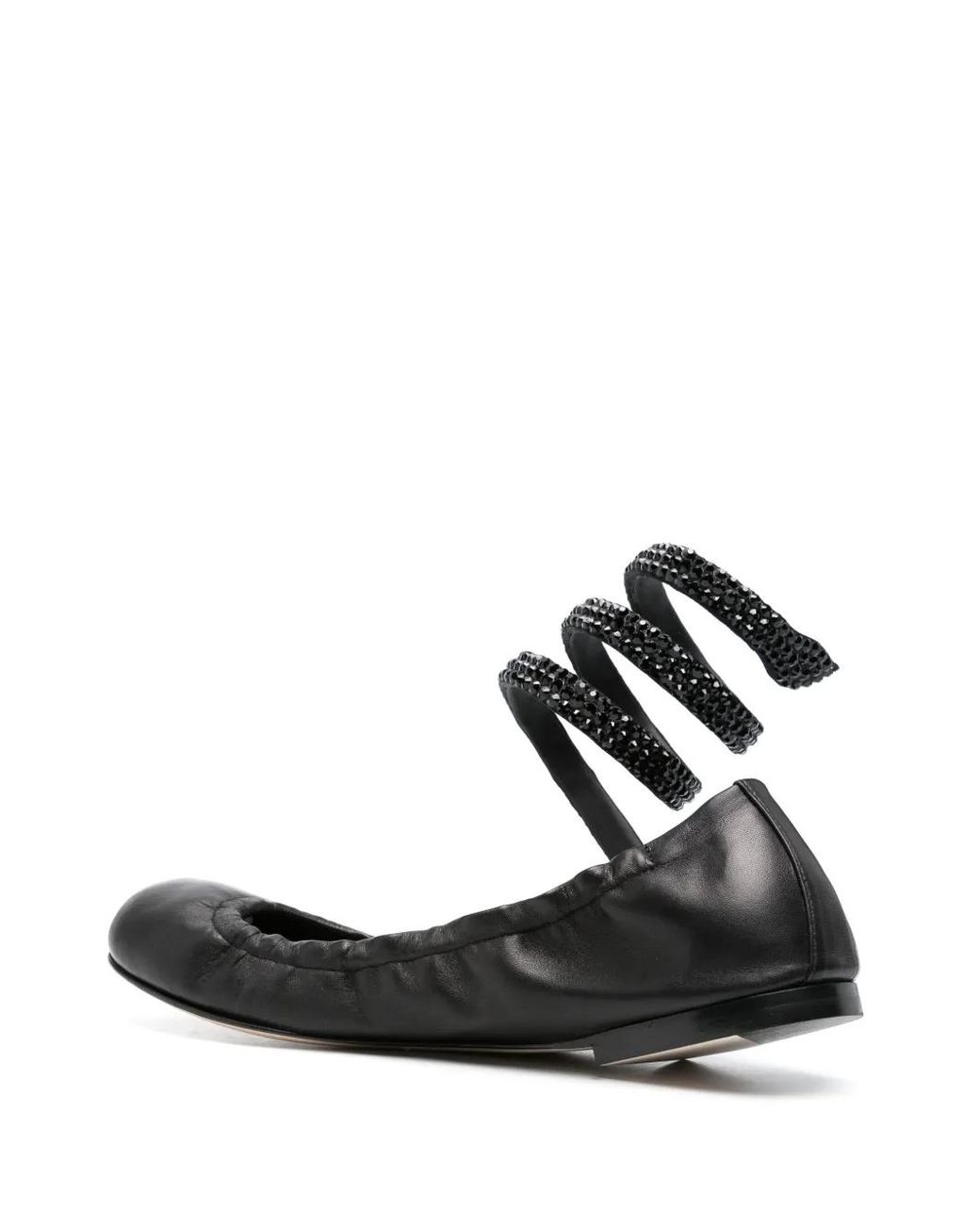 Rene Caovilla Black Cleo Crystal-Embellished Ballerina Shoes
