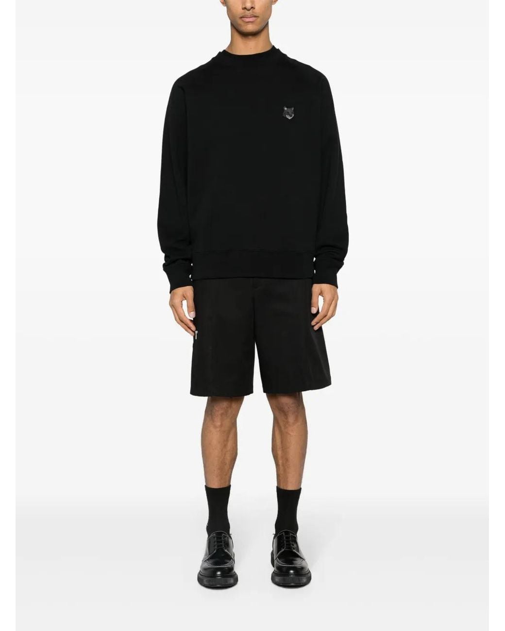 Maison Kitsuné Black Sweatshirt With Fox Head Patch for men
