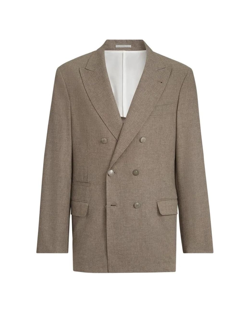 Brunello Cucinelli Brown Solomeo Virgin Wool, Cotton And Silk One-And-A-Half Breasted Blazer for men