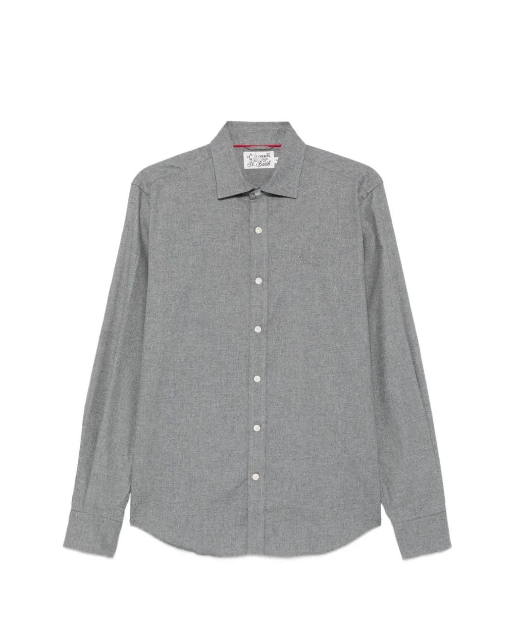 Mc2 Saint Barth Gray Seefeld Embroidered Flannel Shirt for men