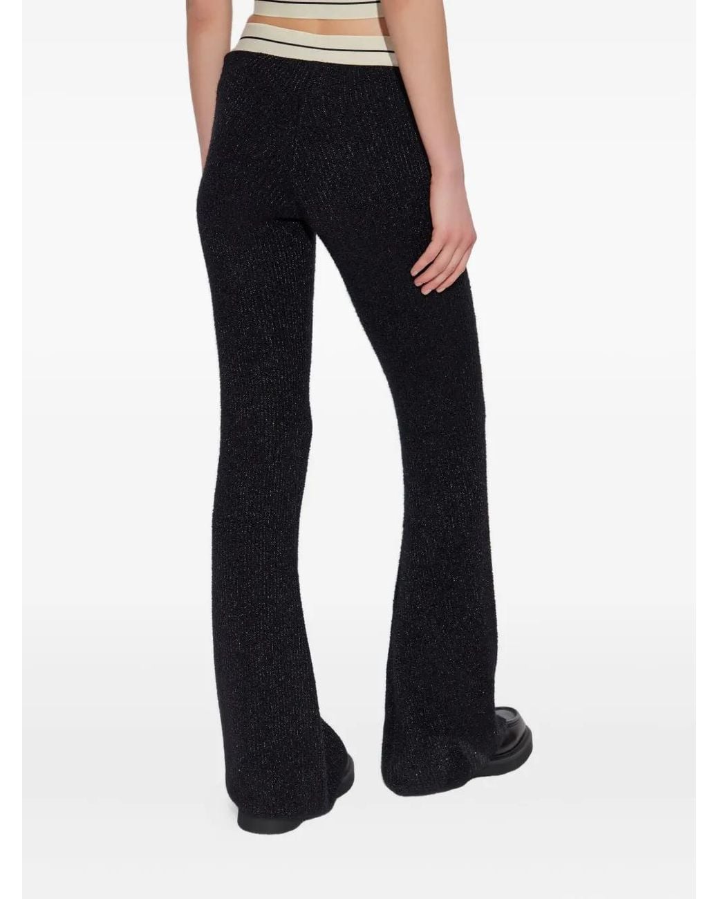 Palm Angels Blue Logo-Waistband Flared Trousers