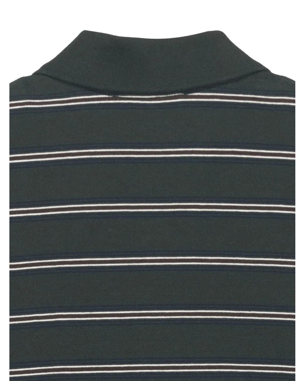 DUNST Green Striped Long-Sleeve Polo Shirt