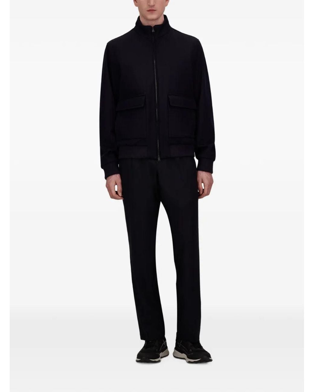 Herno Blue High-Neck Zip-Up Jacket for men