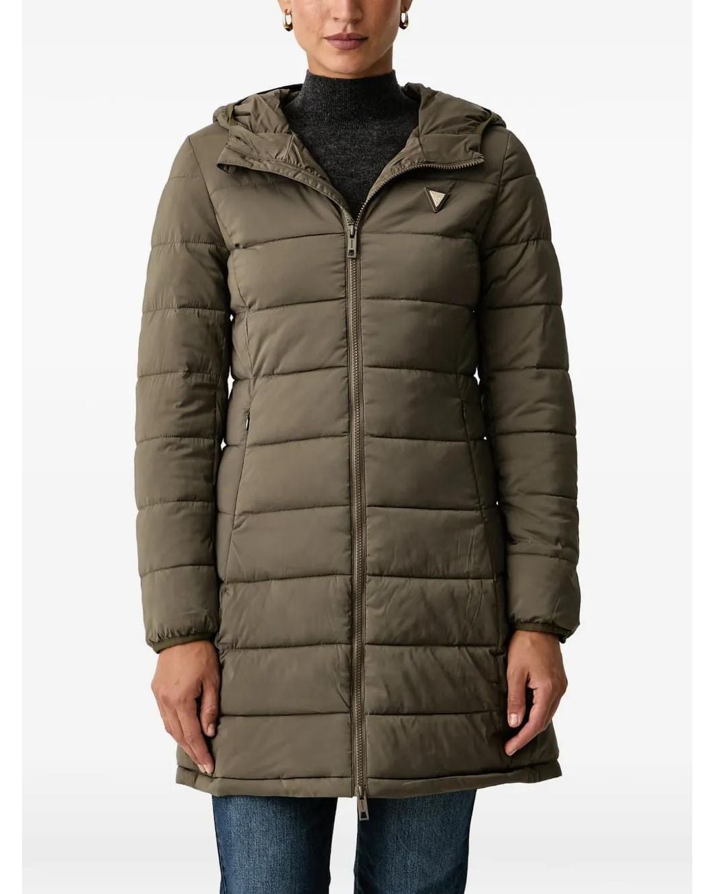 Guess Green Hooded Padded Coat