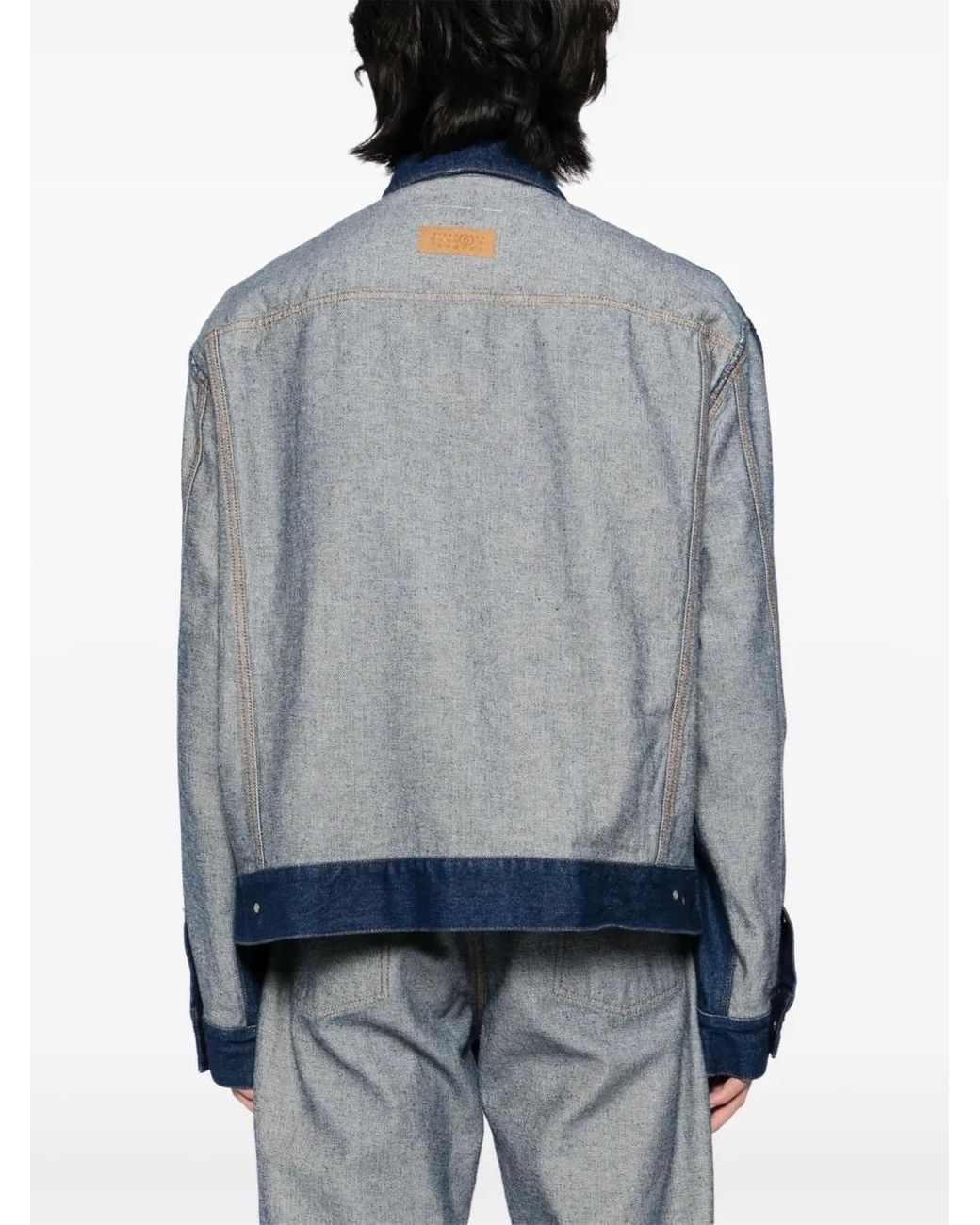 MM6 by Maison Margiela Blue Patched Denim Jacket for men