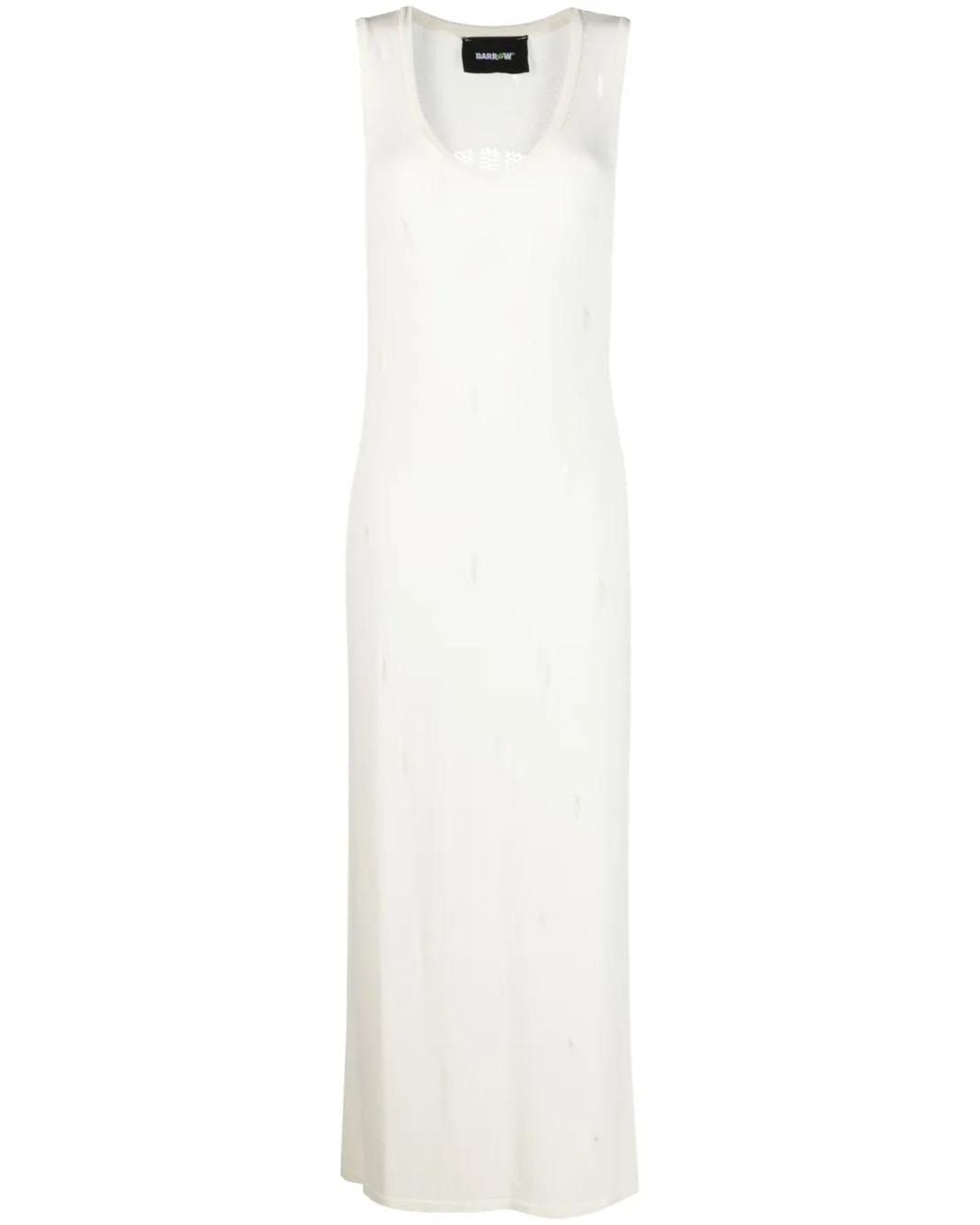 Barrow White Distressed Knitted Maxi Dress
