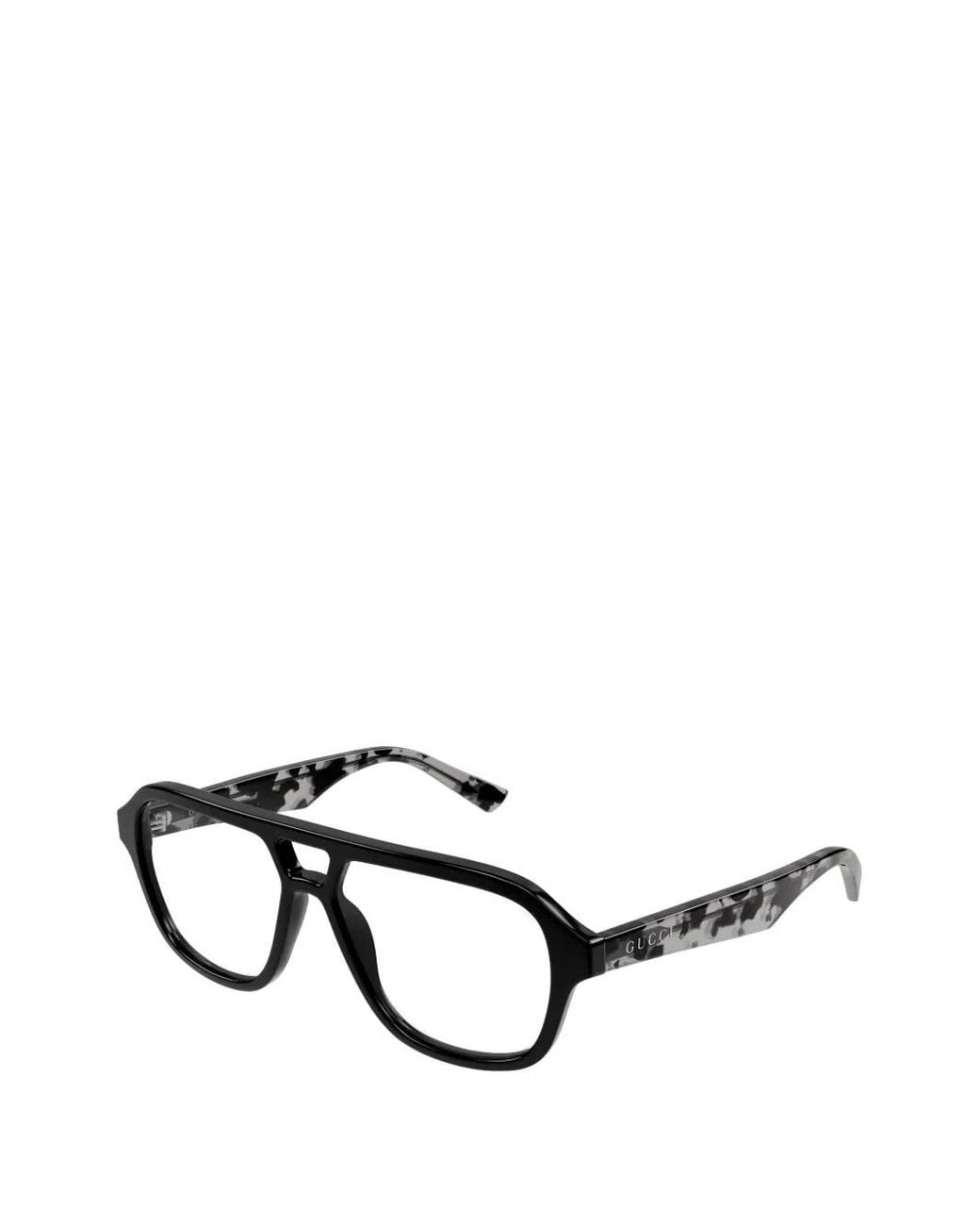 Gucci Black Pilot-Frame Tortoiseshell-Effect Glasses for men