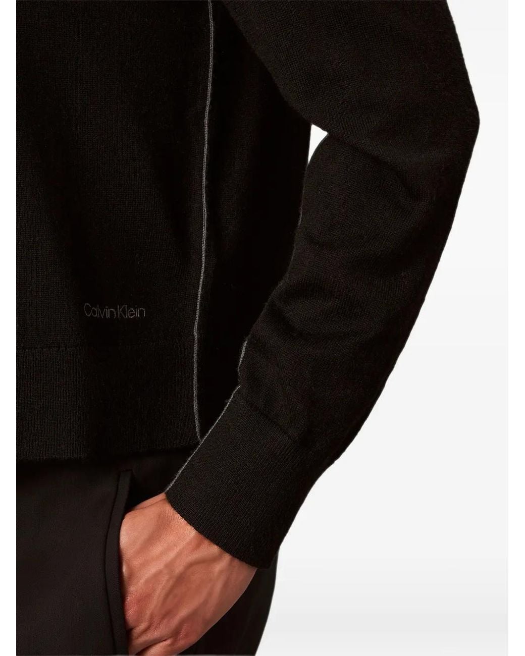 Calvin Klein Black Logo-Embroidered Button-Up Cardigan