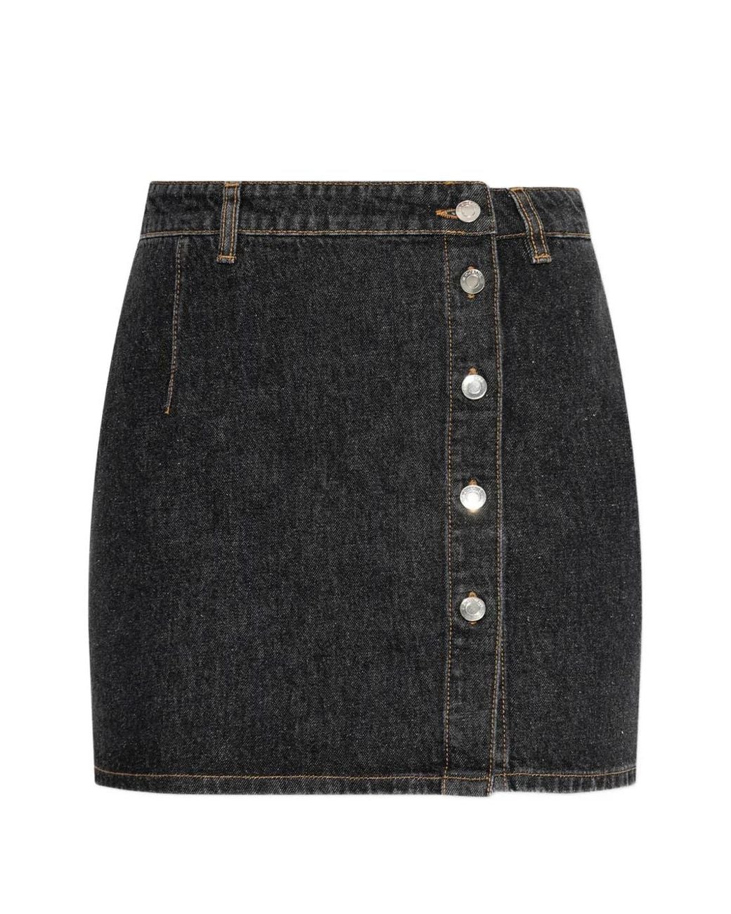 IRO Black Button-Fastening Mini Denim Skirt