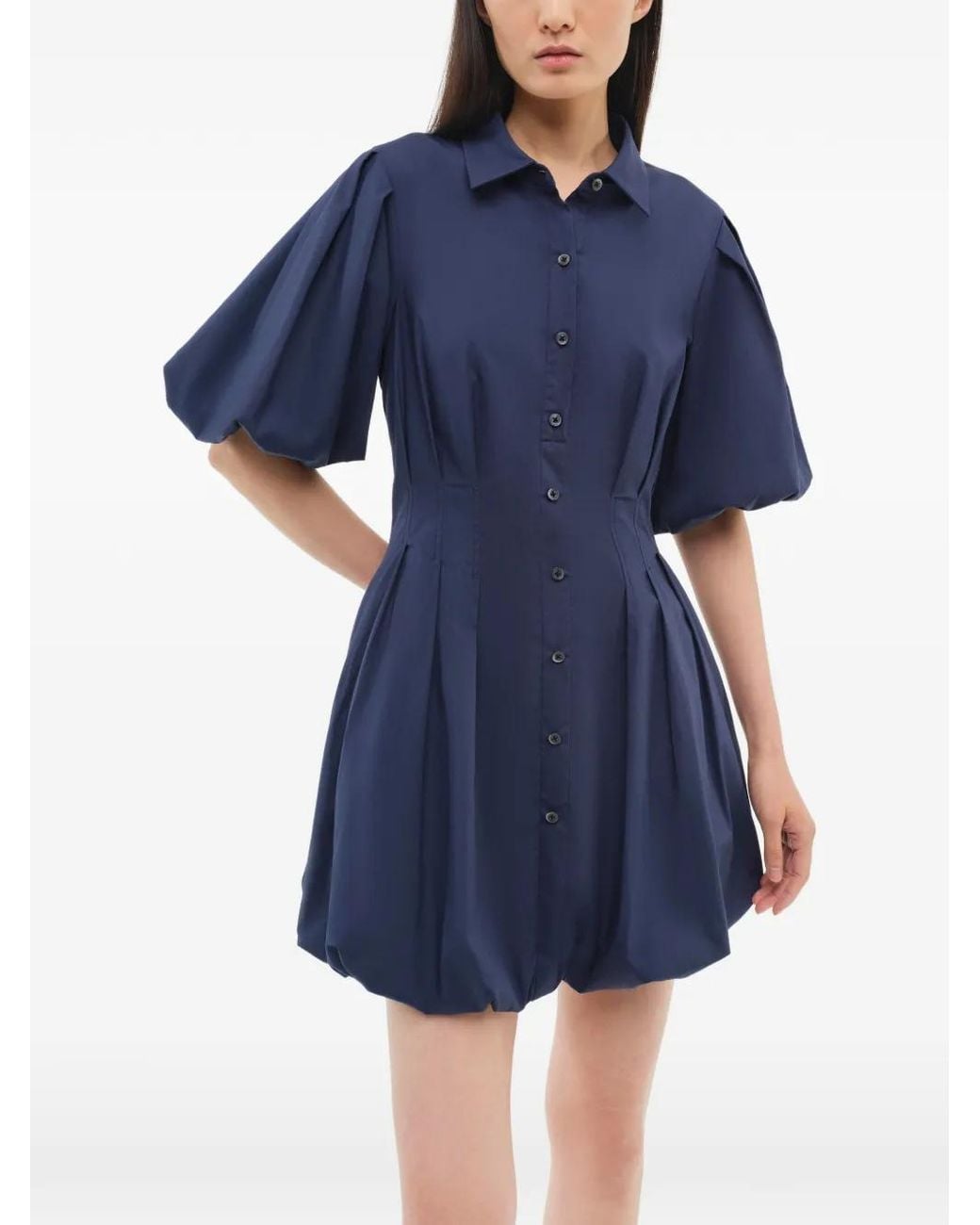 Jonathan Simkhai Cleo Balloon-Sleeve Mini Dress in Blue | Lyst