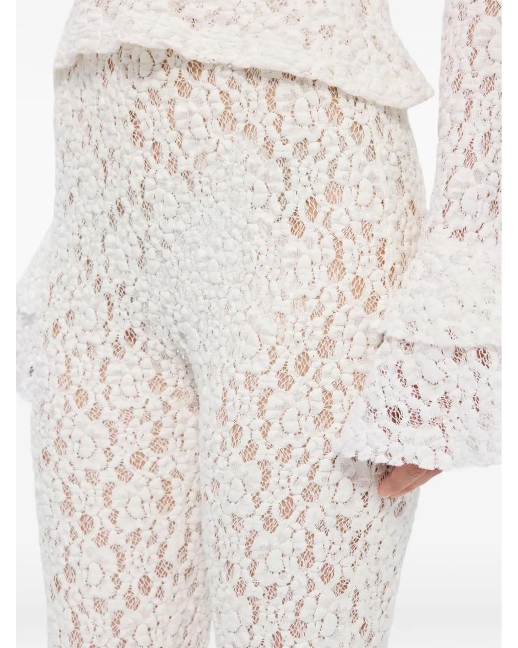 MSGM White Schlaghose Aus Spitze