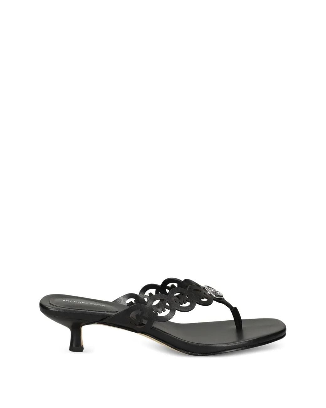 MICHAEL Michael Kors White Logo-Cutout Kitten-Heel Sandals