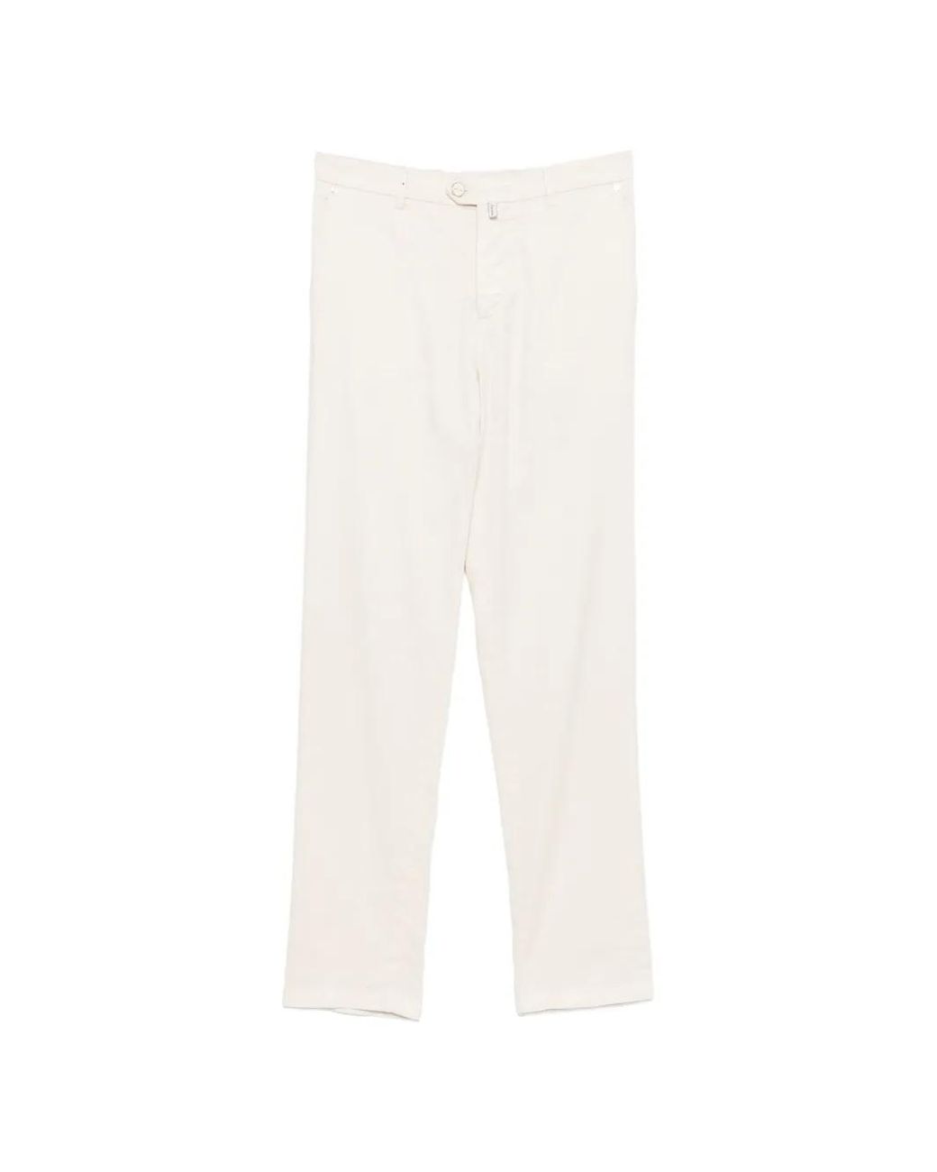 Kiton White Logo-Patch Button-Fastening Trousers for men