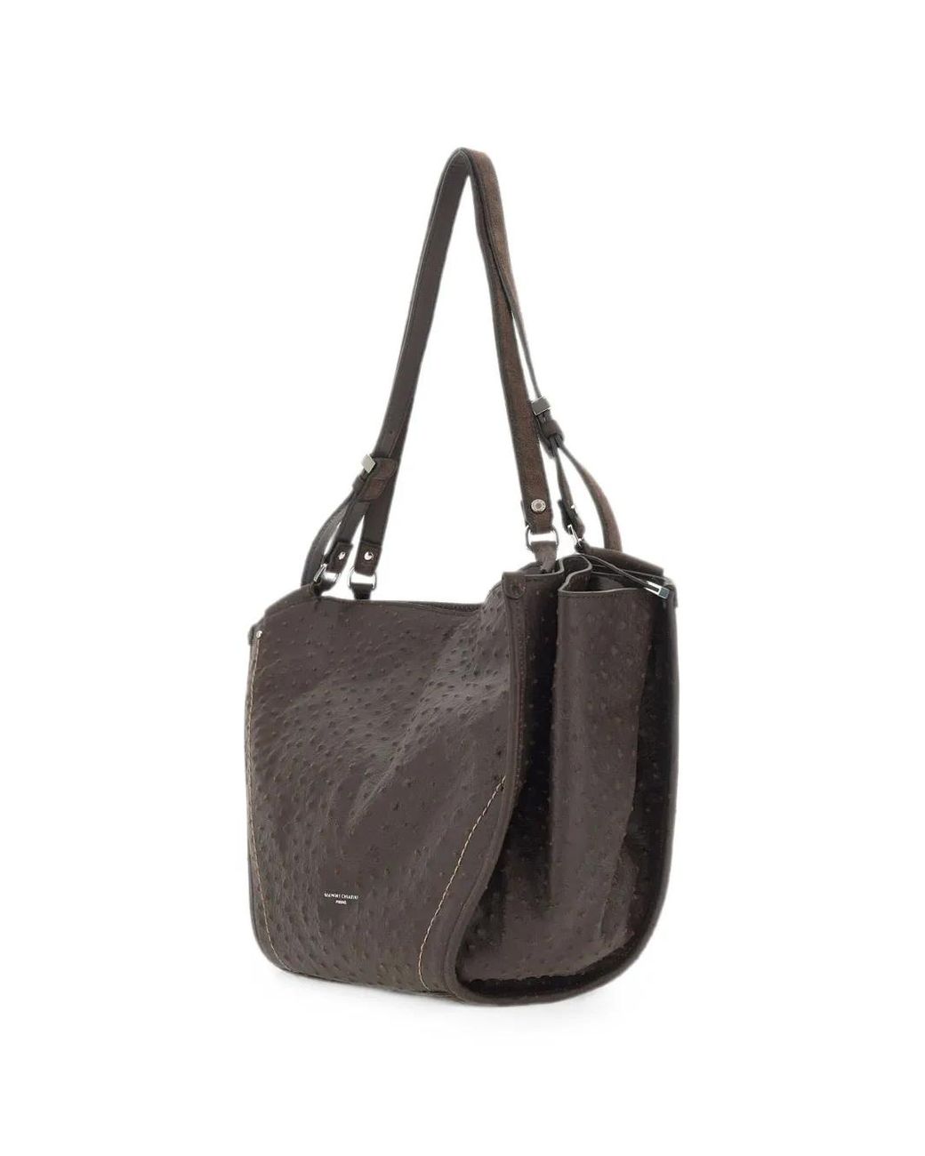 Gianni Chiarini Brown Bloom Ostrich-Effect Leather Shoulder Bag